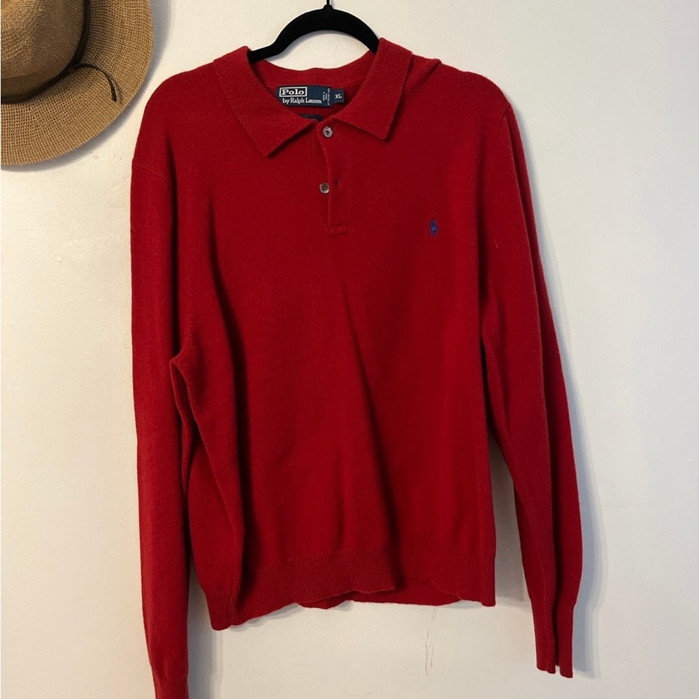 Polo by Ralph Lauren Red Long Sleeve Knit Polo